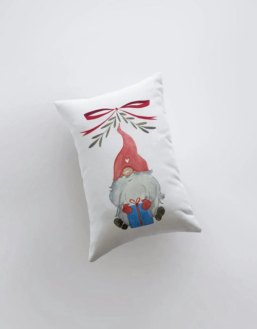Load image into Gallery viewer, Christmas Gnome Blue Gift Red Hat | 12x18 | Christmas Throw Pillow | Merry Christmas | Home Décor | Christmas Décor | Christmas Gift by UniikPillows
