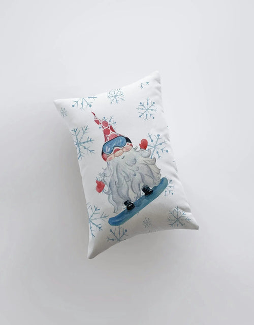 Load image into Gallery viewer, Christmas Gnome Snowboarding | 12x18 | Christmas Throw Pillow | Merry Christmas | Home Décor | Christmas Décor | Christmas Gift by UniikPillows
