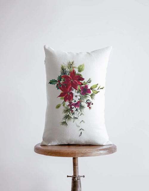 Load image into Gallery viewer, Christmas Poinsettia Throw Pillow Cover| Christmas Pillowcase | 18x12 | Holiday Decor | Christmas tree | Christmas Gifts | Room Decor by UniikPillows
