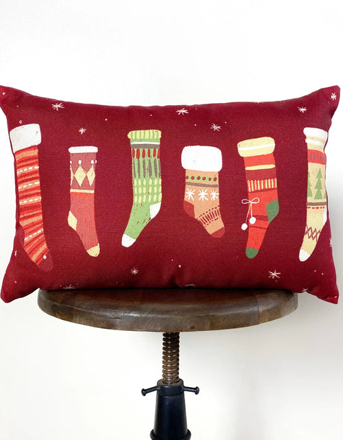 Load image into Gallery viewer, Christmas Stockings | Throw Pillow Cover | 18x12 | Rustic Decor | Rustic Home Decor | Rustic Christmas Decor | Christmas Gift | Teacher Gift by UniikPillows
