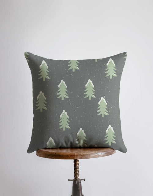 Load image into Gallery viewer, Christmas Trees | Throw Pillow | Pillow Cover | Snow Flakes | Trees | Home Decor | Winter Décor | Christmas tree | Christmas Gifts by UniikPillows
