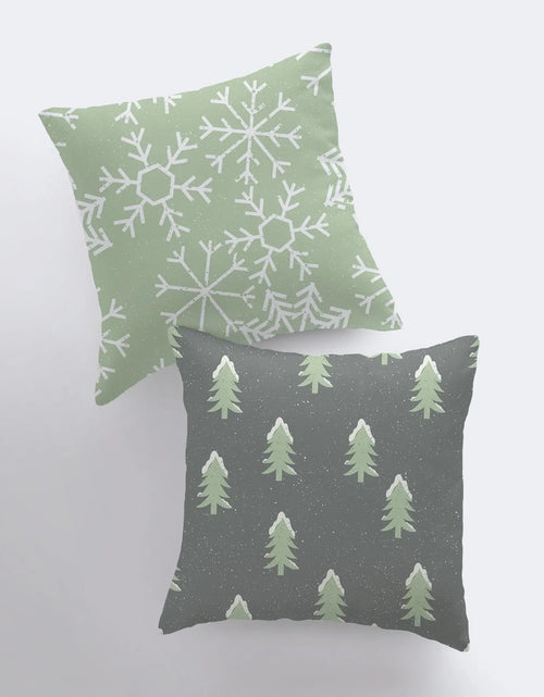 Load image into Gallery viewer, Christmas Trees | Throw Pillow | Pillow Cover | Snow Flakes | Trees | Home Decor | Winter Décor | Christmas tree | Christmas Gifts by UniikPillows

