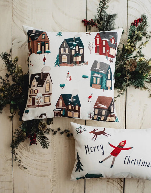 Load image into Gallery viewer, Christmas Village Houses Throw Pillow Cover |  | Christmas tree | Christmas Gifts | Room Decor | Mom Gift | Aaesthetic Room Decor by UniikPillows
