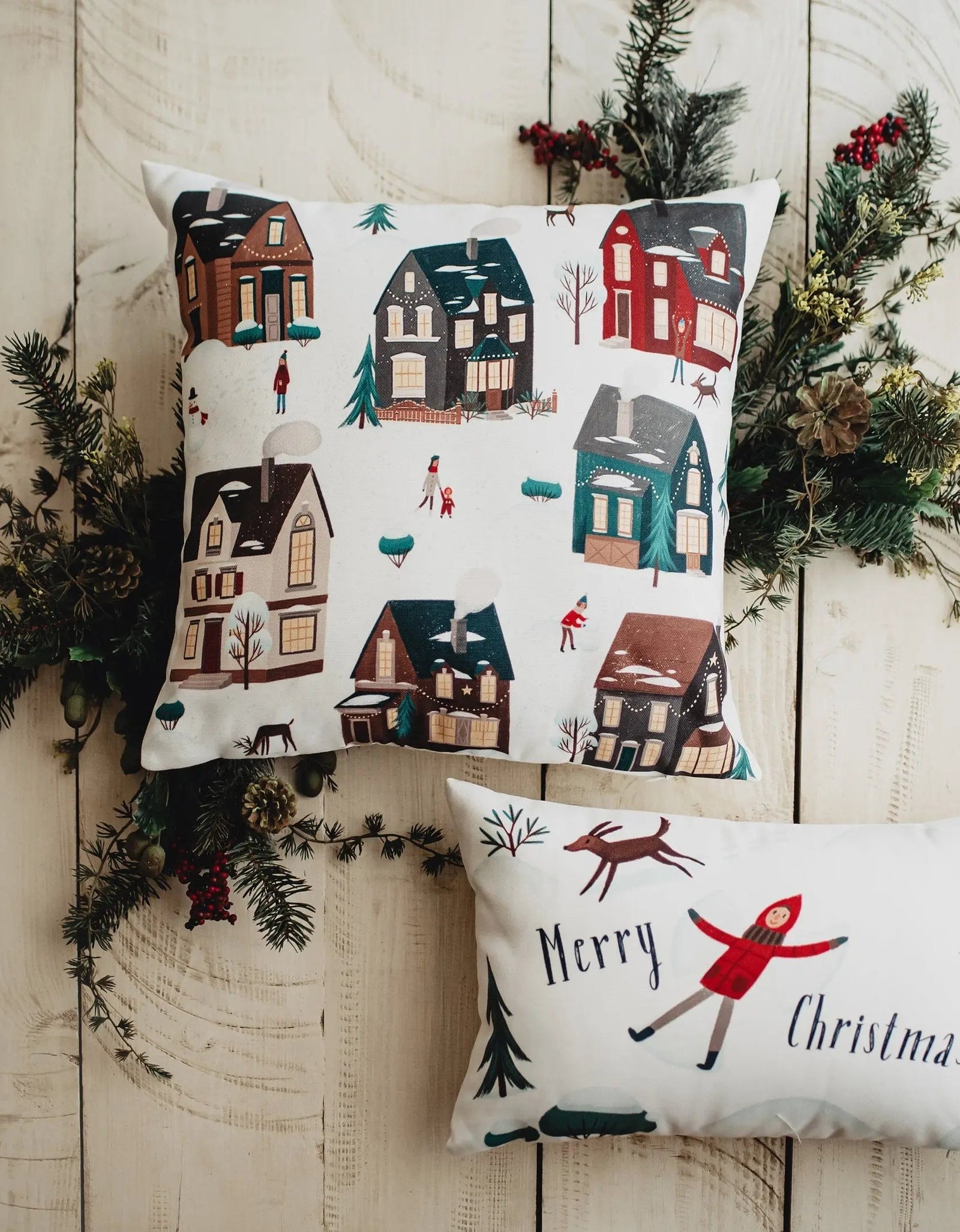 Christmas Village Houses Throw Pillow Cover |  | Christmas tree | Christmas Gifts | Room Decor | Mom Gift | Aaesthetic Room Decor by UniikPillows