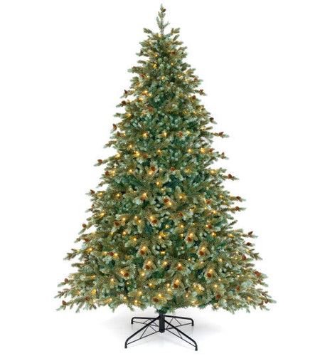 6/7/8 Feet Christmas Tree with Warm White LED Lights and Pine Cones-7 ft