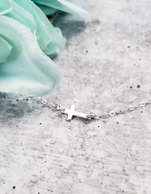Load image into Gallery viewer, Classic Sterling Silver Tiny Cross Necklace by Salt and Sparkle
