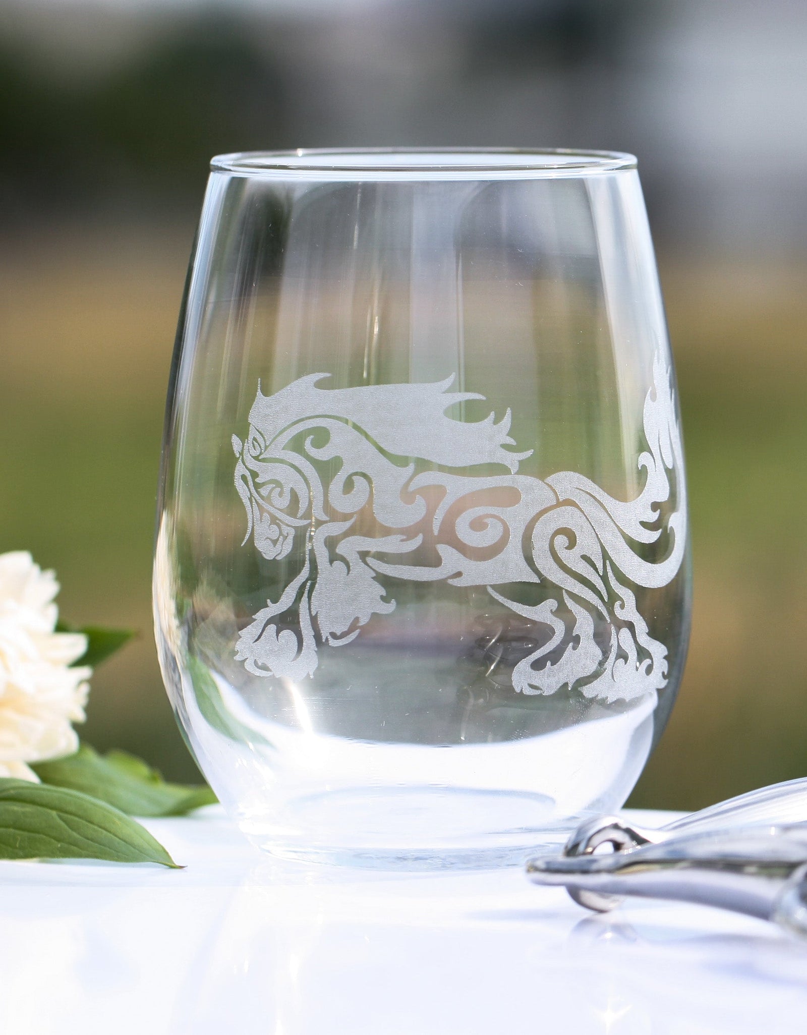Gypsy Horse Romp Stemless Wine Glass Set by Classy Equine