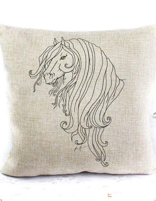 Load image into Gallery viewer, Friesian Horse Pillow Cover - Strength Friesian Mare by Classy Equine

