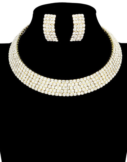 Load image into Gallery viewer, 5Rows Crystal Rhinestone Choker Cuff Necklace by Madeline Love
