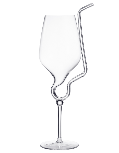 Load image into Gallery viewer, Straw Wine Glass, Spiral Vampire Wine Glass | 16oz | Stemmed Wine Glasses With A Built-In Straw, Creative Cocktail Glassware - Champagne, Gin &amp; Tonic, Juice, Water - Ideal Birthday Cup, Gift, Wedding by The Wine Savant
