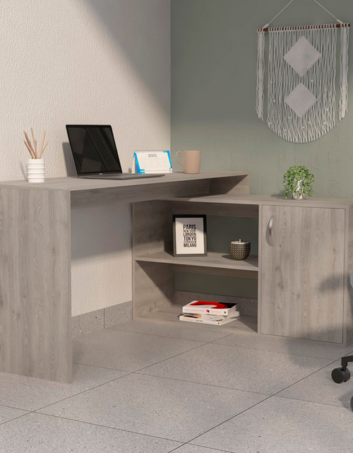 Load image into Gallery viewer, Antlia L-Shaped Writing Desk, Two Shelves, Single Door Cabinet by FM FURNITURE
