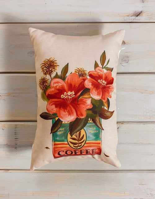 Load image into Gallery viewer, Coffee | Flower | Planters | Pillow Cover | 12x18 | Vintage | Floral arrangement | Throw Pillow | Throw Pillow Covers | Pillow | Gift by UniikPillows
