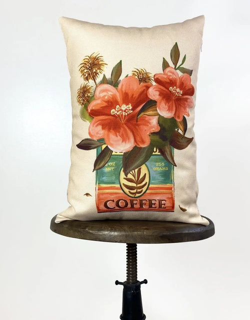 Load image into Gallery viewer, Coffee | Flower | Planters | Pillow Cover | 12x18 | Vintage | Floral arrangement | Throw Pillow | Throw Pillow Covers | Pillow | Gift by UniikPillows
