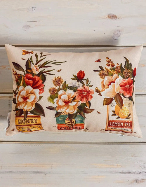 Load image into Gallery viewer, Coffee | Flower | Planters | Pillow Cover | 12x18 | Vintage | Floral arrangement | Throw Pillow | Throw Pillow Covers | Pillow | Gift by UniikPillows
