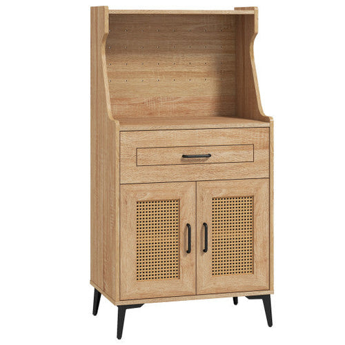 Load image into Gallery viewer, Coffee Bar Cabinet with Pegboard Storage Drawer and Adjustable Shelf-Oak
