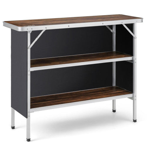 Load image into Gallery viewer, Folding Camping Table with 2-Tier Open Shelves for Outdoor BBQ-Coffee
