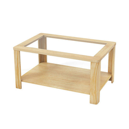 Load image into Gallery viewer, 2-Tier Coffee Table Rectangular Center Table with Tempered Glass Tabletop and Storage Shelf-Natural
