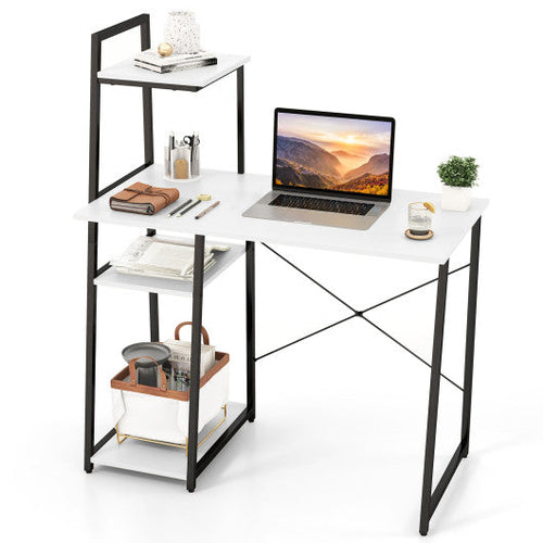 Load image into Gallery viewer, Compact Computer Desk Workstation with 4 Tier Shelves for Home and Office-White
