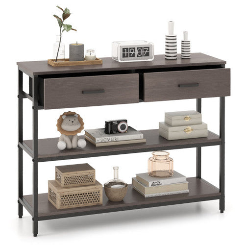 Load image into Gallery viewer, Console Table with Folding Fabric Drawers for Entryway-Gray
