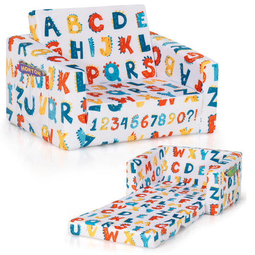 Load image into Gallery viewer, 2-in-1 Convertible Kids Sofa with Velvet Fabric-Multicolor
