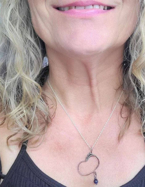 Load image into Gallery viewer, Copper Butterfly Wing Child Abuse Survivor Necklace by Alexa Martha Designs

