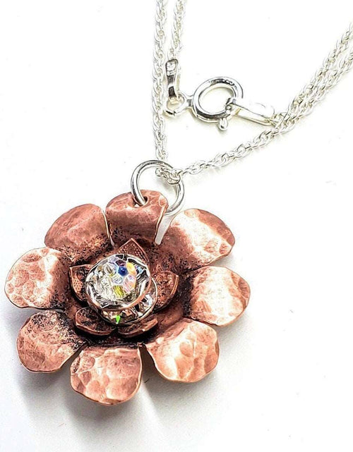 Load image into Gallery viewer, Copper Crystal Flower blossom Spinner Necklace by Alexa Martha Designs
