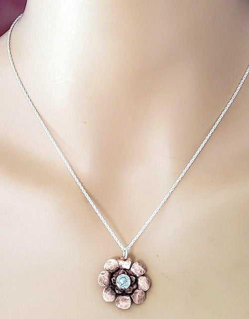 Load image into Gallery viewer, Copper Crystal Flower blossom Spinner Necklace by Alexa Martha Designs
