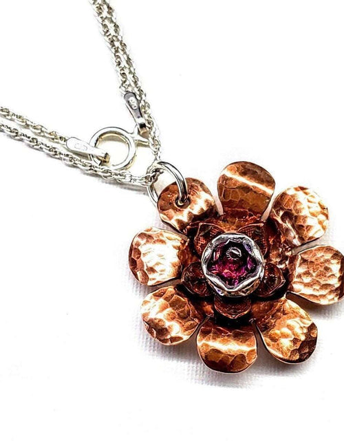 Load image into Gallery viewer, Copper Crystal Flower blossom Spinner Necklace by Alexa Martha Designs

