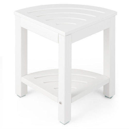 Load image into Gallery viewer, Heavy Duty Corner Shower Bench Stool with Storage Shelf for Shaving Legs-White
