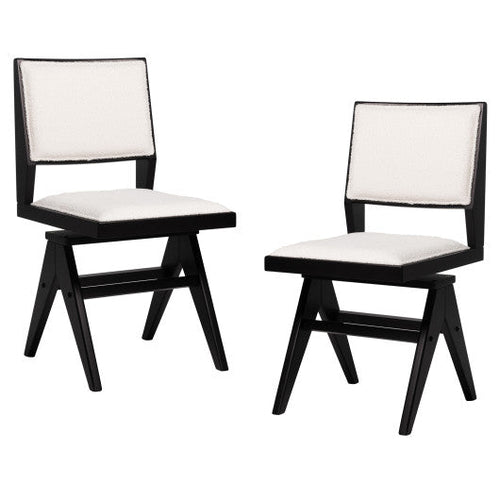 Load image into Gallery viewer, Swivel Wooden Dining Chair Set of 2 with Rubber Wood Frame and Padded Seat-Black
