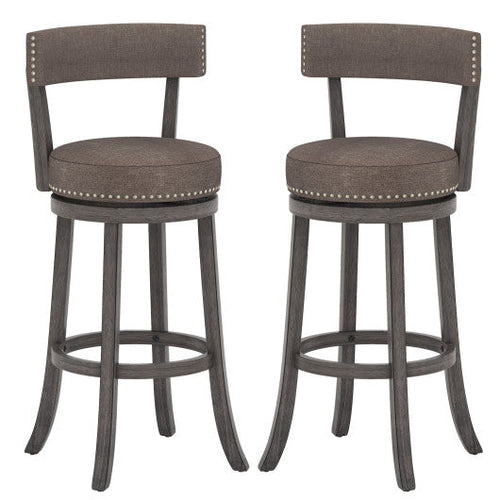 Load image into Gallery viewer, Set of 2 Counter Height Chairs with 360° Swivel Seat and Rubber Wood Frame-29 Inches
