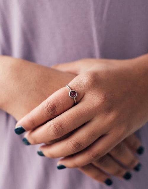 Load image into Gallery viewer, Cove Fuchsia Druzy Silver Ring by Little Sky Stone
