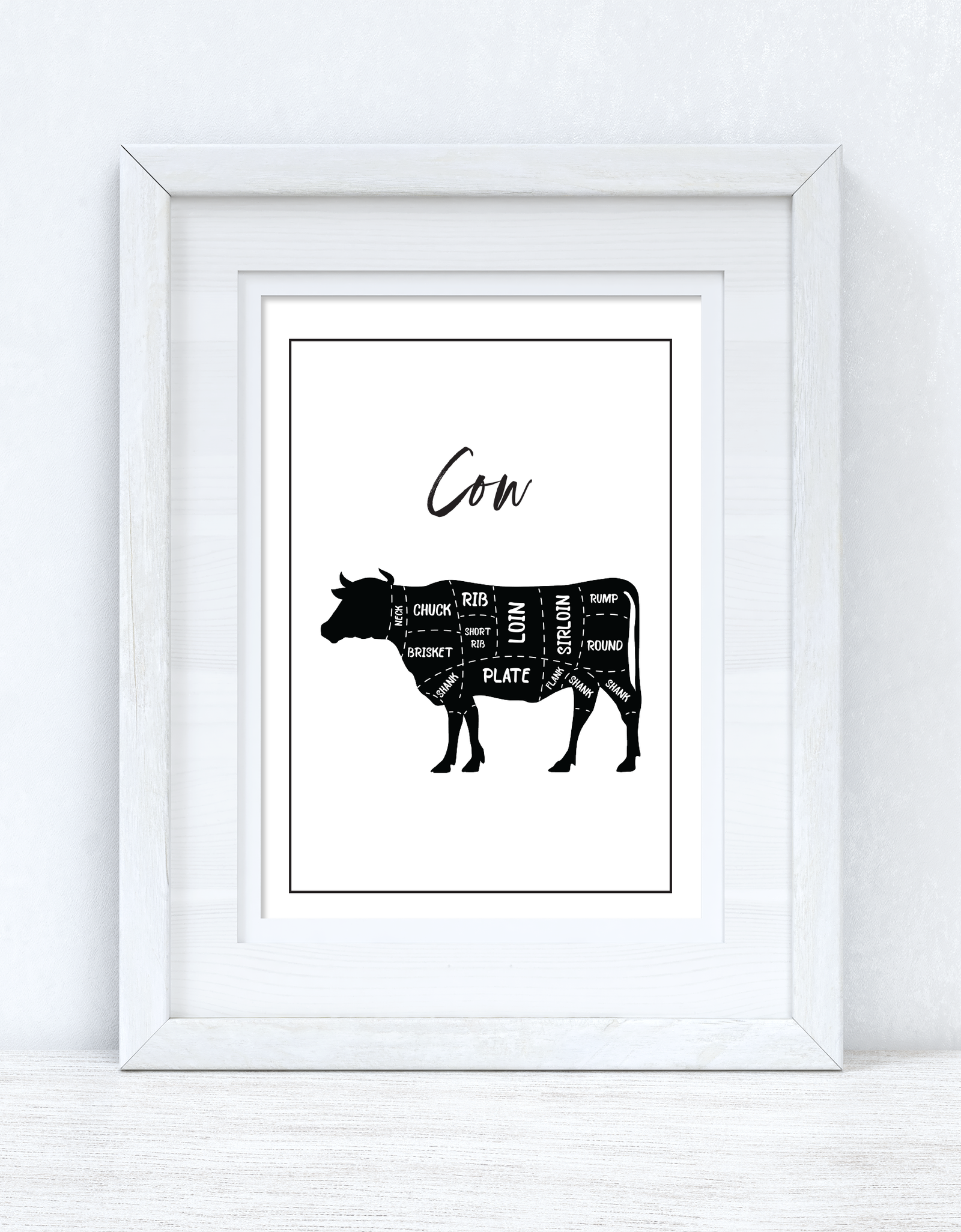 NEW Cow Beef Cuts Simple Cool Kitchen Farmhouse Wall Decor Print by WinsterCreations™ Official Store