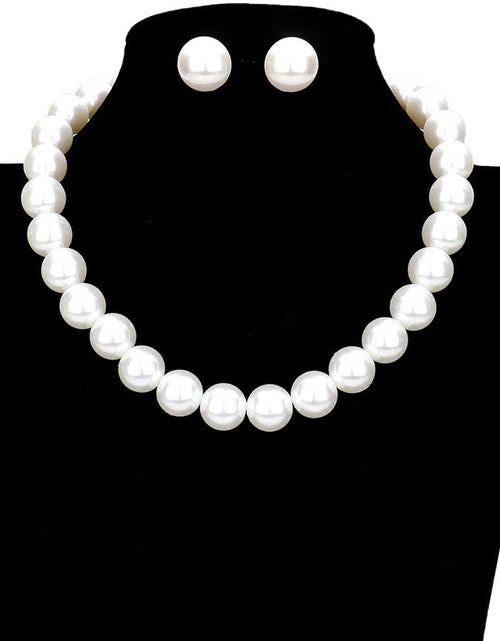 Load image into Gallery viewer, 12MM Pearl Necklace and Earring Set by Madeline Love
