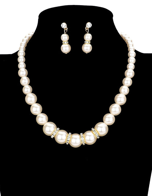 Load image into Gallery viewer, Crystal Detail Pearl Strand Necklace by Madeline Love
