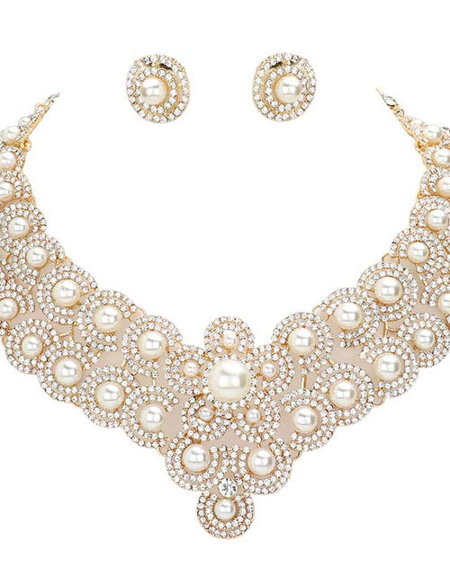 Load image into Gallery viewer, Pearl Accented Evening Necklace Earring Set by Madeline Love
