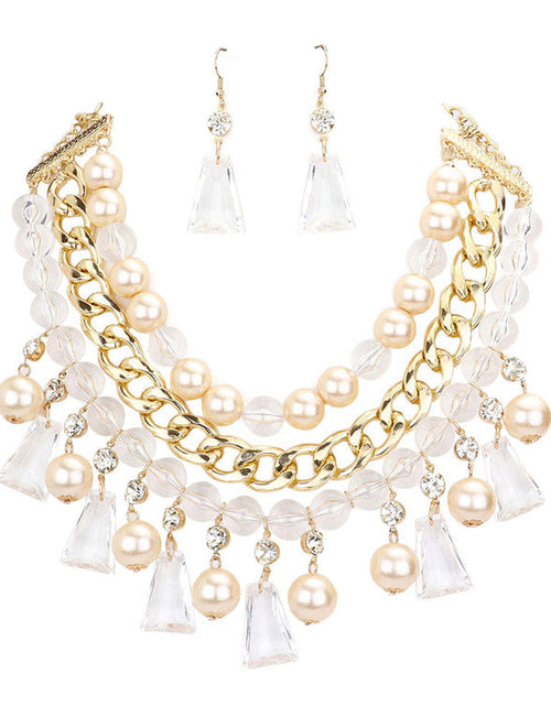 Load image into Gallery viewer, Pearl Lucite Bead Statement Necklace by Madeline Love
