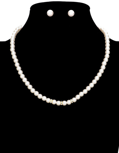 Load image into Gallery viewer, Triple Rhinestone Ring Pointed Pearl Necklace by Madeline Love
