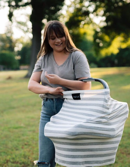 Load image into Gallery viewer, CREAM &amp; GREY STRIPE COVER by Milk Snob
