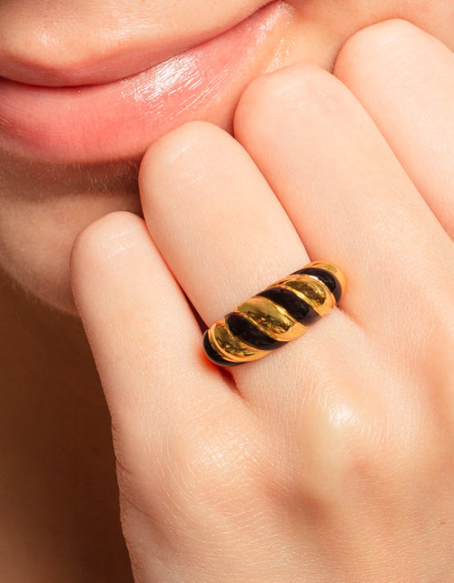 Load image into Gallery viewer, Croissant Dome Enamel Ring by Little Sky Stone
