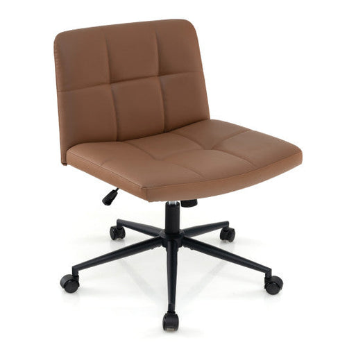 Load image into Gallery viewer, Height-adjustable Armless Desk Chair with Wheels for Home Office Make Up-Brown
