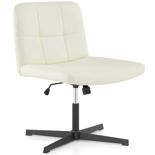 Load image into Gallery viewer, PU Leather Upholstered Cross-legged Office Chair with Oversized U-shaped Seat for Home Office Make Up-Beige
