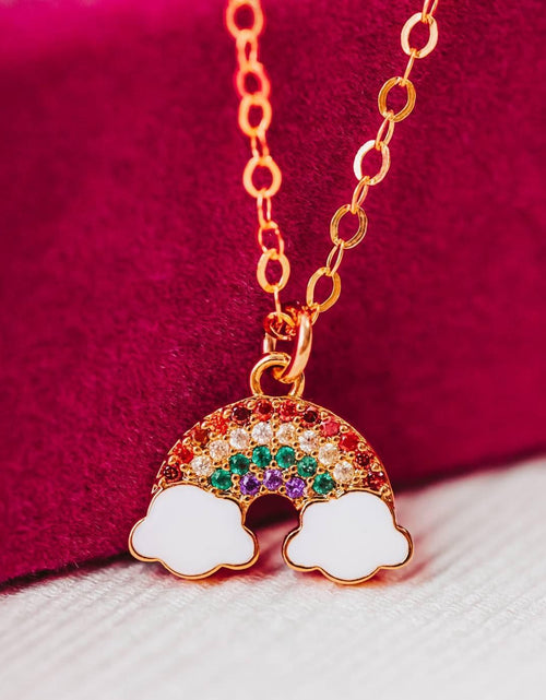Load image into Gallery viewer, Crystal Rainbow Gold Necklace by Salt and Sparkle
