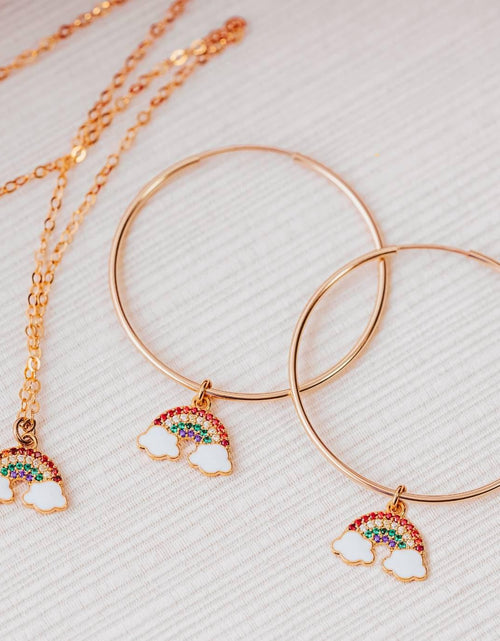 Load image into Gallery viewer, Crystal Rainbow Gold Necklace by Salt and Sparkle
