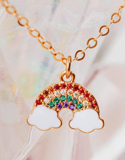 Load image into Gallery viewer, Crystal Rainbow Gold Necklace by Salt and Sparkle
