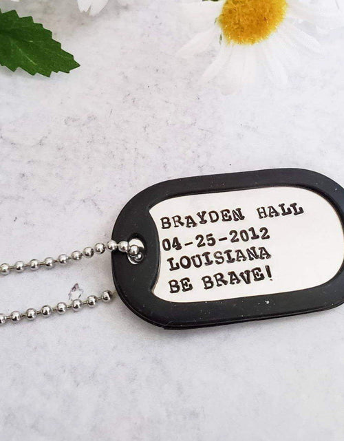Load image into Gallery viewer, Custom Military Themed Dog Tag for Tweens by Salt and Sparkle
