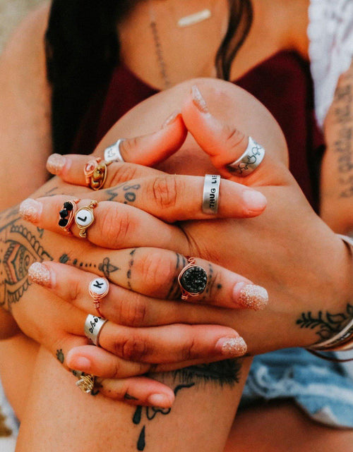 Load image into Gallery viewer, Custom Skinny Silver Name Ring by Salt and Sparkle
