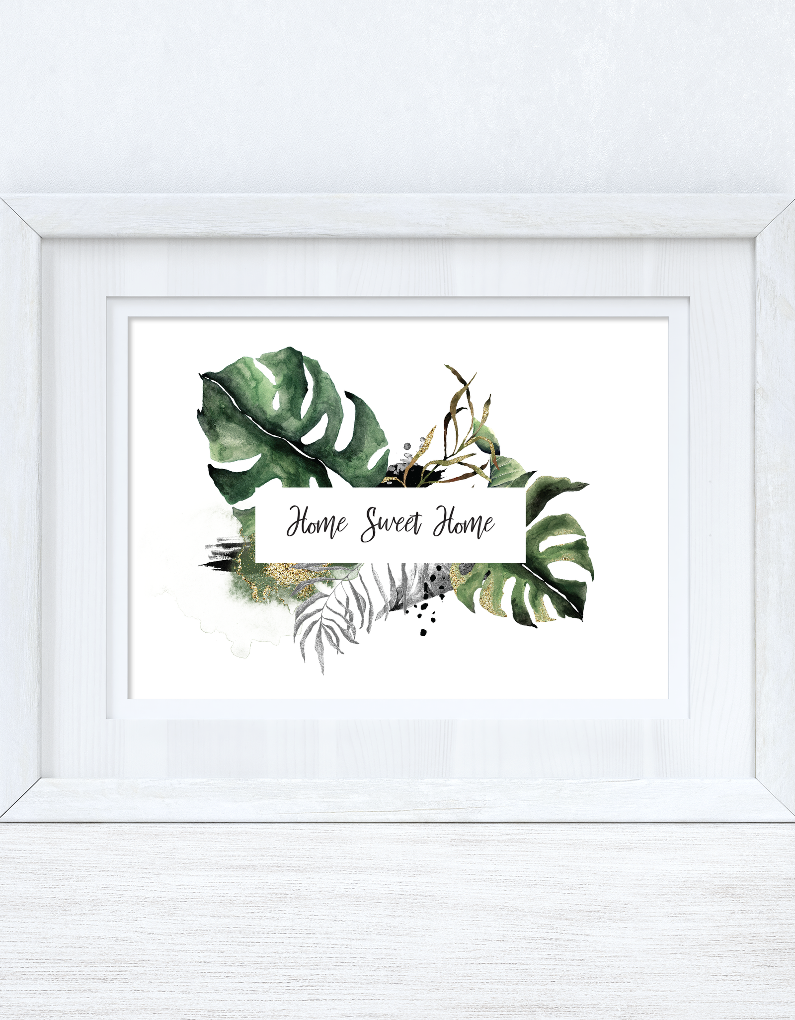 Custom Wording Watercolour Greenery Home Sweet Home Landscape Wreath Bedroom Home Kitchen Living Room Wall Decor Print by WinsterCreations™ Official Store