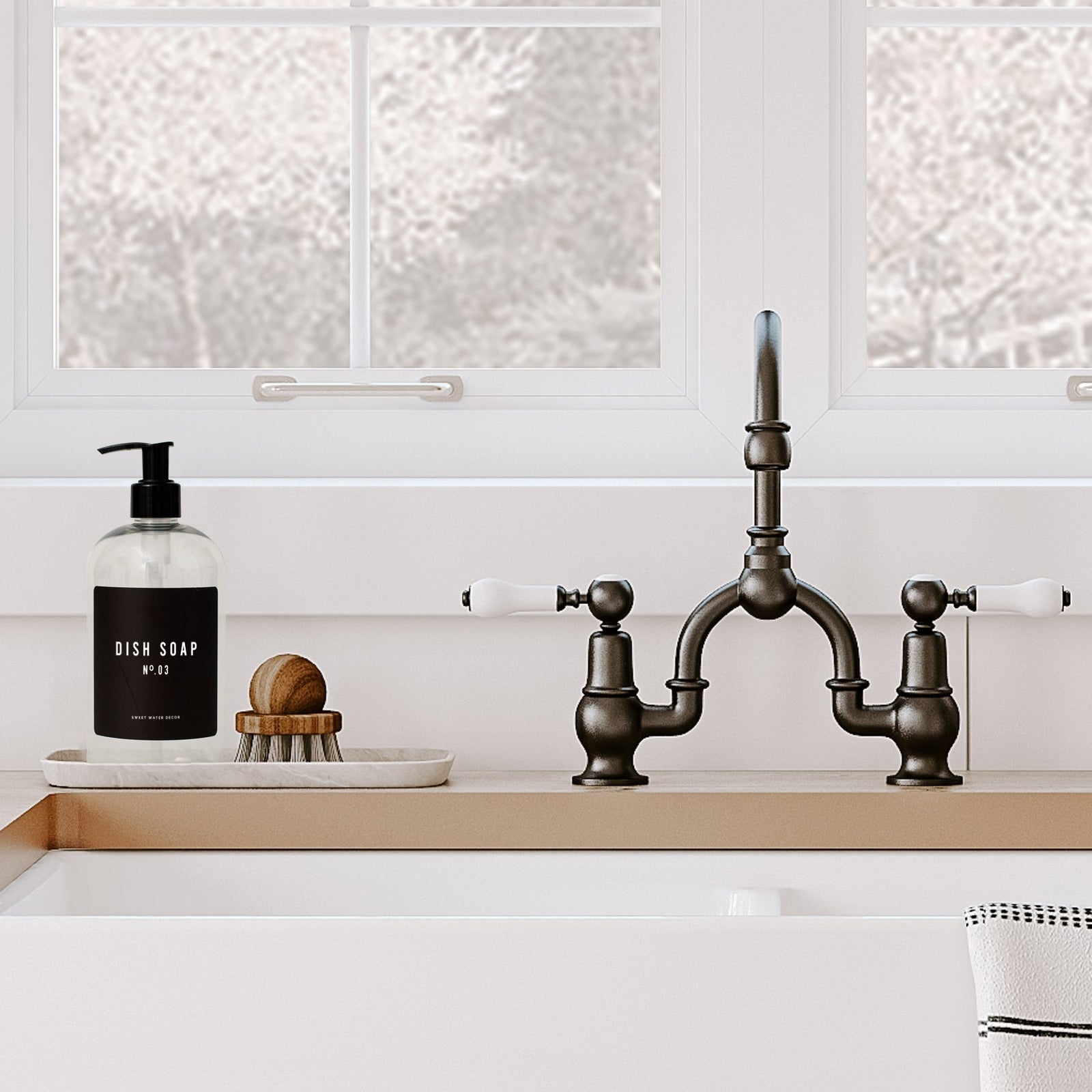16oz Clear Plastic Dish Soap Dispenser - Black Label by Sweet Water Decor