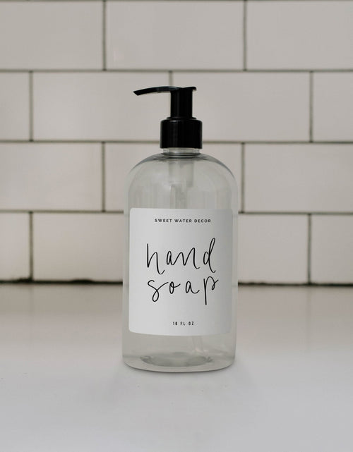 Load image into Gallery viewer, 16oz Clear Plastic Hand Soap Dispenser - White Label by Sweet Water Decor
